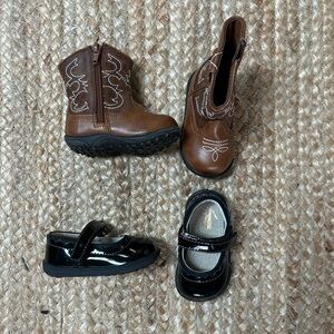 Girls Brown and Black Kids Shoes Set